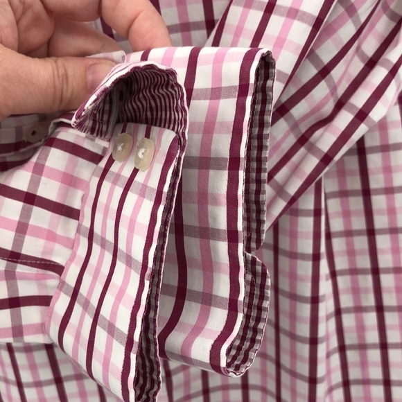 Lands’ Ens No Iron 100% Supima Cotton Size 14 Button Down Plaid Top Baumwolle - Picture 3 of 11